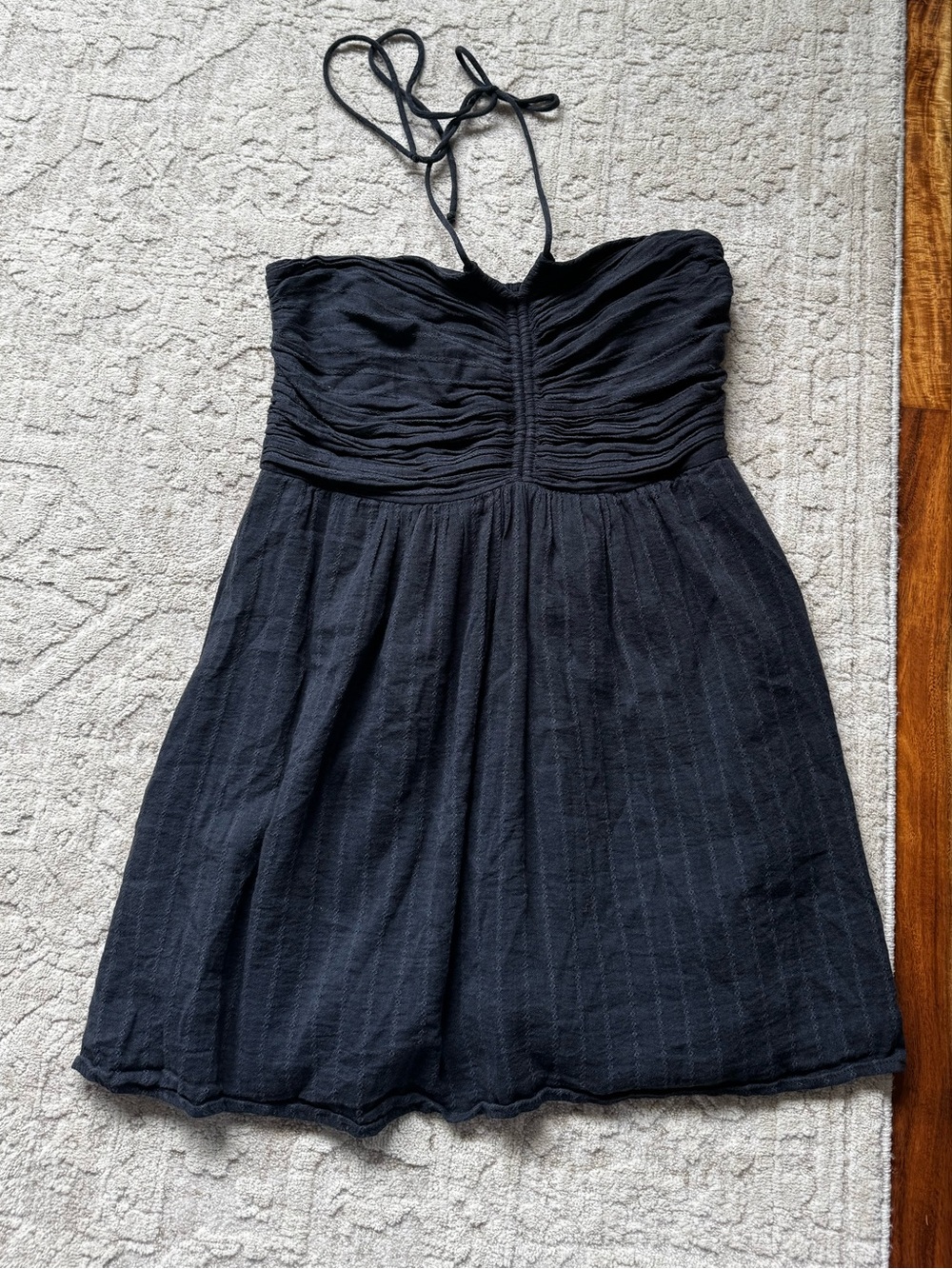 American Eagle Outfitters Black Strapless Sundress with Halter Tie